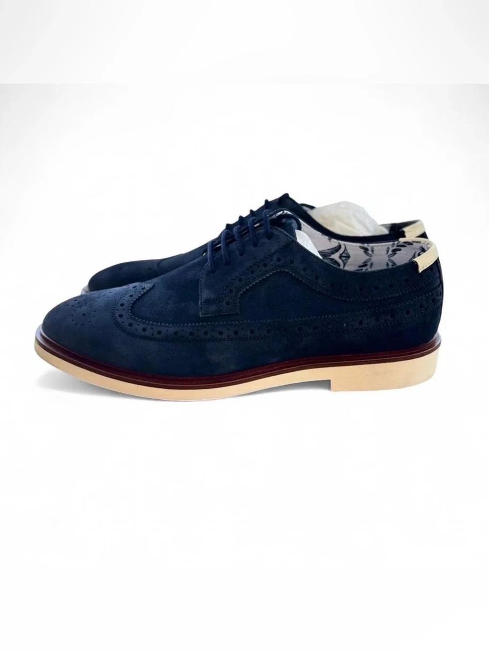 Paisley & Gray Telford Navy Suede Wingtip Oxfords Men's Dress Shoes Size 10.5
